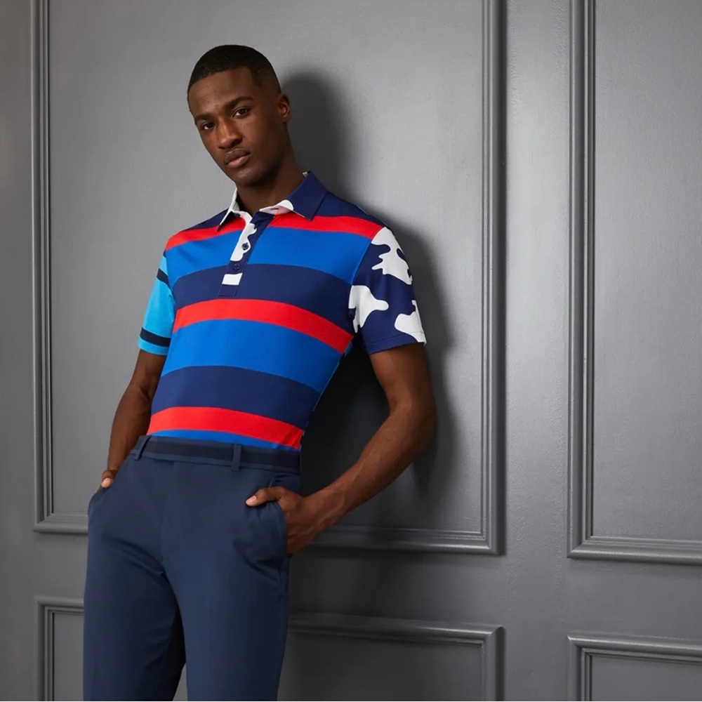 G/Fore Men’s Red,White & Blue Camo And Striped Polo Shirt-Various Sizes NWT🇺🇸 - Picture 9 of 11